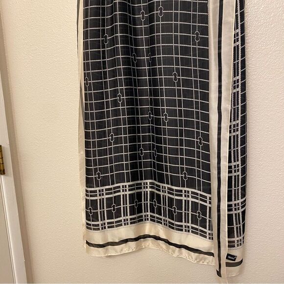 Black white Silk Scarf Mulberry Fashion Long Lightweight Shawl Wrap stole 70x35 - Picture 4 of 14